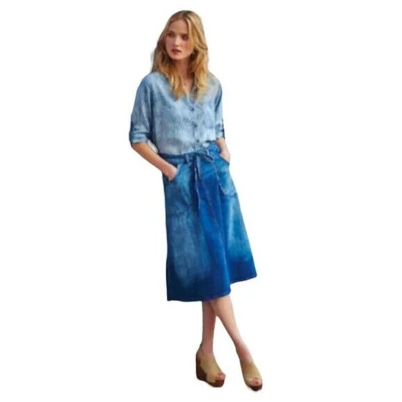 Anthropologie Blue A-Line Denim Skirt - Picture 2 of 10